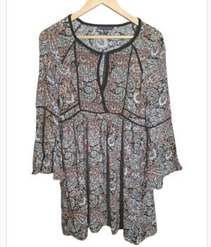 American Eagle Womens Multi Color Paisley Velvet Trim Midi Dress Size M